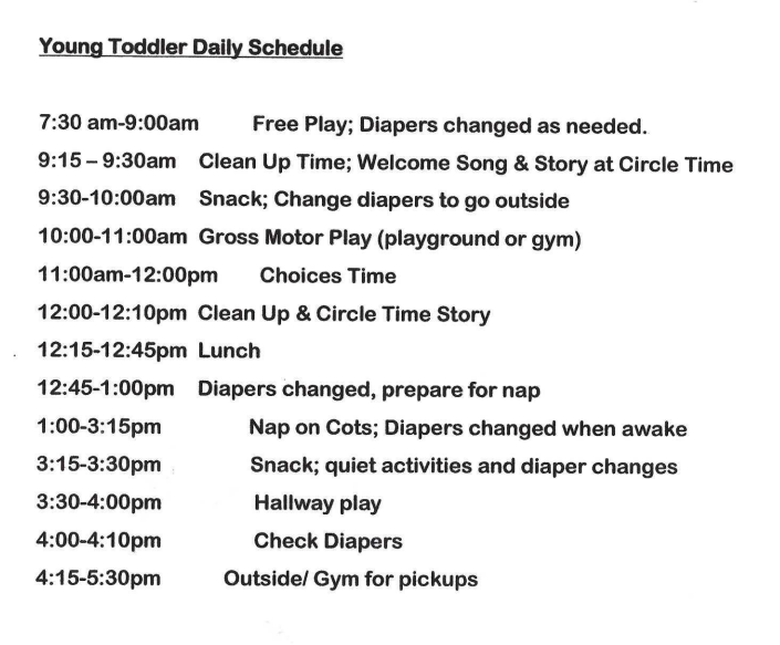 Young Toddler Daily Schedule 